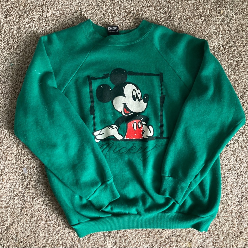 Vintage Emerald Green Micky Mouse Sweater